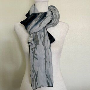 Hands to Hearts Scarf Hand Dyed Blue Grey Made in Bali 100% Rayon Soft Touch